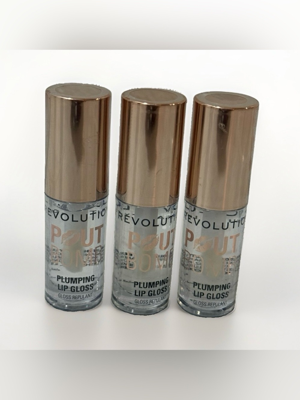REVOLUTION Pout Bomb Plumping Lip Gloss - Clear Shine (set of 3)